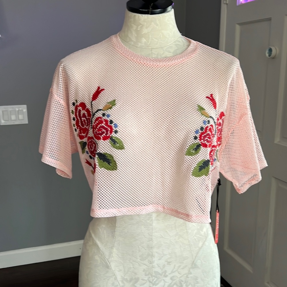 Forever 21 Pink Mesh Crop Top